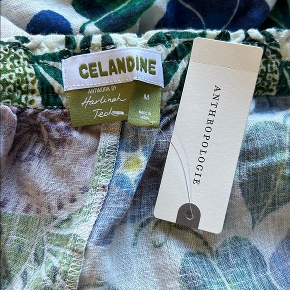 🌴Anthropologie Floral Wide-Leg Pants in Blue, Green, Pink - Picture 11 of 16